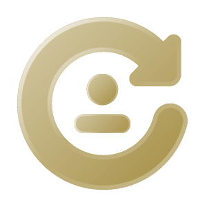 Icon goldfarbener Pfeil in Kreisform als Symbol für Service.