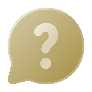 Icon goldfarbene Sprechblase mit Fragezeichen als Symbol für Anfrage.