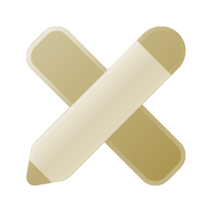 Icon goldfarbener Stift mit Lineal als Symbol für Erstellung und Gestaltung.