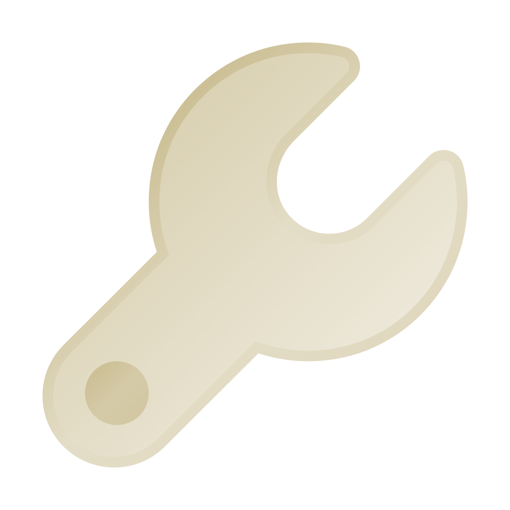 Icon goldfarbener Werkzeugschlüssel als Symbol für Wartung und Aktualisierung.