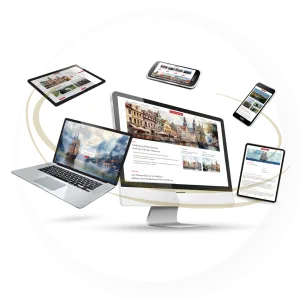 Portfolio Responsive Website Hansezeit auf PC, Laptop, Tablet und Smartphone.
